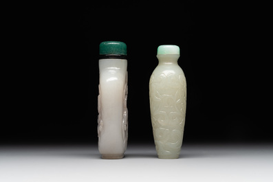 Two Chinese jade snuff bottles, 18/19th C.