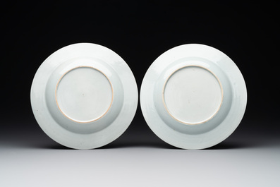 A Chinese famille rose Meissen-style plate and a monogrammed Canton famille rose plate, Qianlong