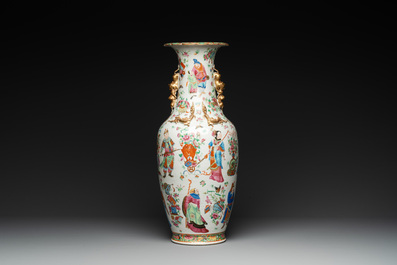 A Chinese Canton famille rose 'Wu Shuang Pu' vase, 19th C.