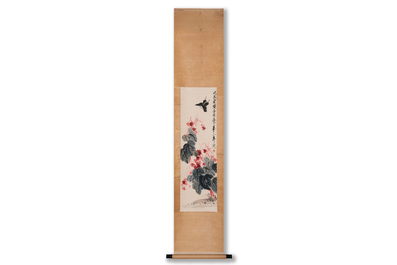 Qi Baishi 齊白石 (1864-1957): 'Butterfly and flowers', ink and colour on paper, dated 1928