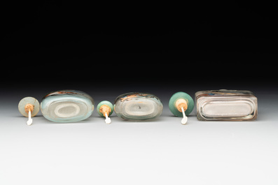 Six Chinese inside-painted glass snuff bottles, 20th C.