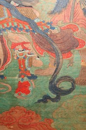 Chinese school: 'Great Heavenly King', ink and colour on silk, Ming or later