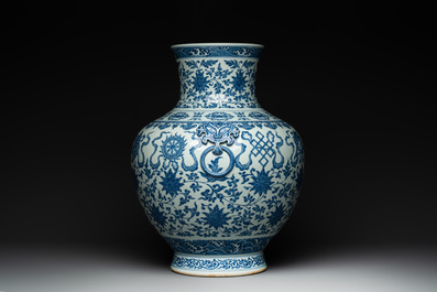 A large Chinese blue and white 'hu' 'bajixiang' vase, Yongzheng mark, 19/20th C.