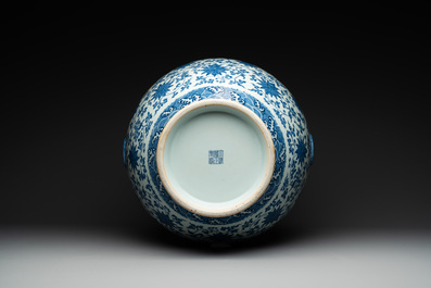 A large Chinese blue and white 'hu' 'bajixiang' vase, Yongzheng mark, 19/20th C.