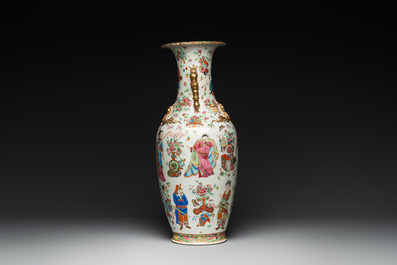 A Chinese Canton famille rose 'Wu Shuang Pu' vase, 19th C.