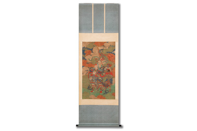 Chinese school: 'Great Heavenly King', ink and colour on silk, Ming or later