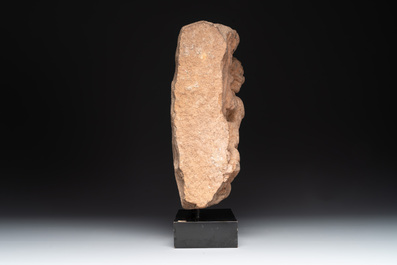 An architectural red sandstone fragment with a divinity, India, 13th C.