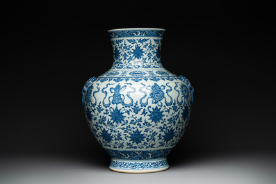 A large Chinese blue and white 'hu' 'bajixiang' vase, Yongzheng mark, 19/20th C.