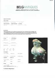 A Chinese painted terracotta owl-shaped 'zun' wine vessel, Han