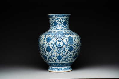 A large Chinese blue and white 'hu' 'bajixiang' vase, Yongzheng mark, 19/20th C.