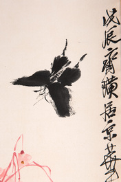 Qi Baishi 齊白石 (1864-1957): 'Butterfly and flowers', ink and colour on paper, dated 1928