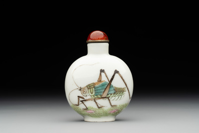A Chinese famille rose 'grasshopper' snuff bottle, Daoguang mark and of the period