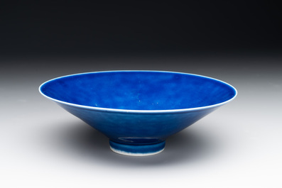 A Chinese blue monochrome bowl, Guangxu mark and of the period