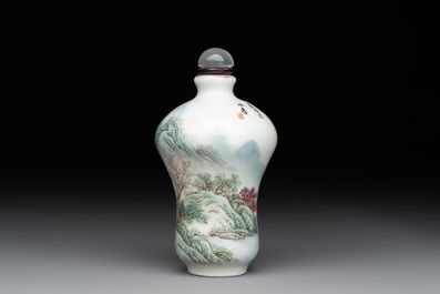A Chinese famille rose 'landscape and poem' snuff bottle, Daoguang mark and of the period