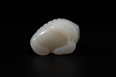 A Chinese white jade water pot in the shape of a three-legged toad, Qing