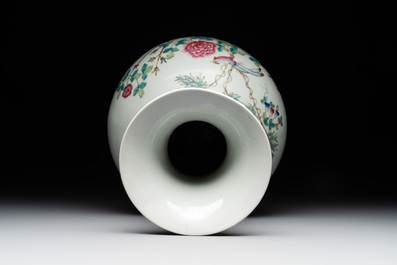 A Chinese famille rose vase with birds among blossoming branches, Republic
