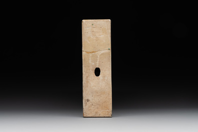 A rectangular Chinese famille verte tile with two-sided design, Kangxi