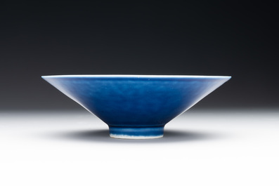 A Chinese blue monochrome bowl, Guangxu mark and of the period