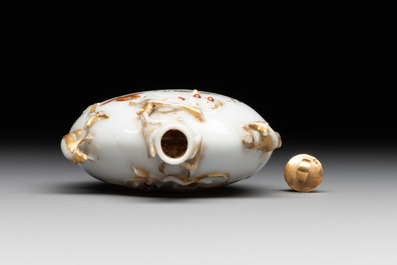 A Chinese iron-red and gilt-decorated snuff bottle, Yongzheng/Qianlong