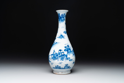 A blue and white French faience pear-shaped chinoiserie vase, Nevers, late 17th C.