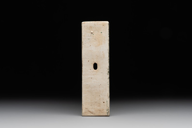 A rectangular Chinese famille verte tile with two-sided design, Kangxi