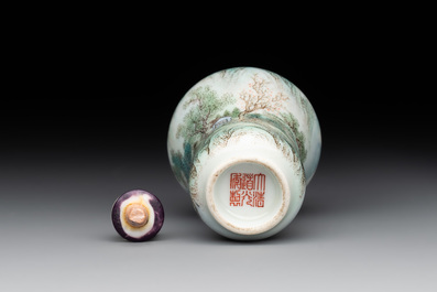 A Chinese famille rose 'landscape and poem' snuff bottle, Daoguang mark and of the period