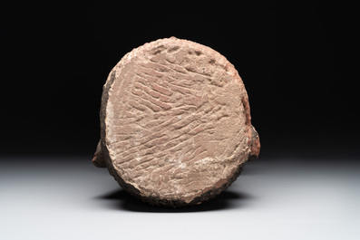 A Thai red sandstone head of Buddha, possibly Ayutthaya period, 15th C.
