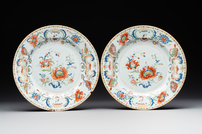 Seven Chinese famille rose 'Madame de Pompadour' plates, Qianlong, ca. 1745
