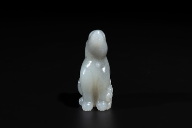 A Chinese grey jade carving of a hare, Qing