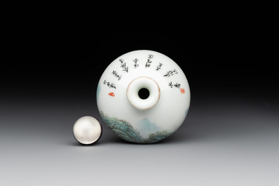 A Chinese famille rose 'landscape and poem' snuff bottle, Daoguang mark and of the period