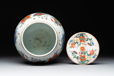 A Chinese famille rose 'Madame de Pompadour' pot-pourri jar and cover, Qianlong, ca. 1745