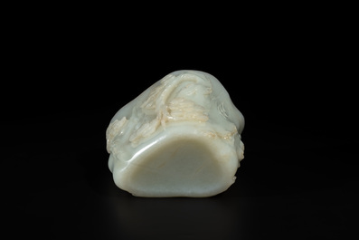A Chinese white jade 'pine tree' brush pot, Qianlong