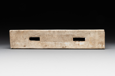 A rectangular Chinese famille verte tile with two-sided design, Kangxi