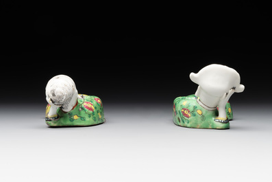 Two Chinese famille rose reclining figures, 19th C.