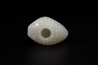 A Chinese white jade water pot in the shape of a three-legged toad, Qing