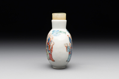 A Chinese famille rose '18 Luohan' snuff bottle, Daoguang mark and of the period