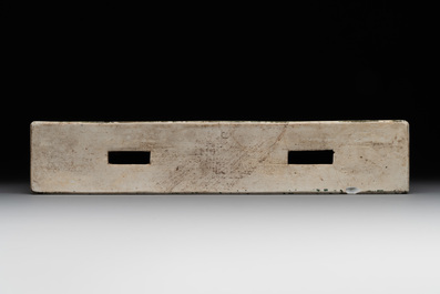 A rectangular Chinese famille verte tile with two-sided design, Kangxi