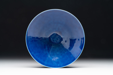 A Chinese blue monochrome bowl, Guangxu mark and of the period