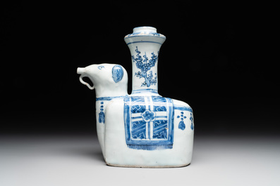 A Chinese blue and white 'elephant' kendi, Wanli
