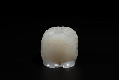 A Chinese white jade water pot in the shape of a three-legged toad, Qing