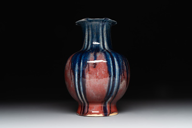A Chinese flamb&eacute;-glazed vase, Qianlong mark, 18/19th C.