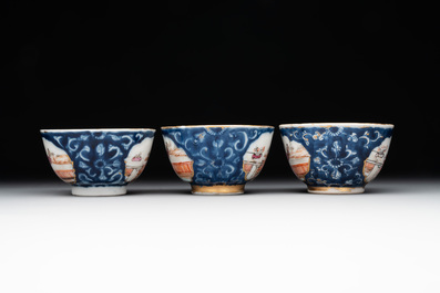 A Chinese Canton famille rose 18-piece 'mandarin subject' tea service, Qianlong
