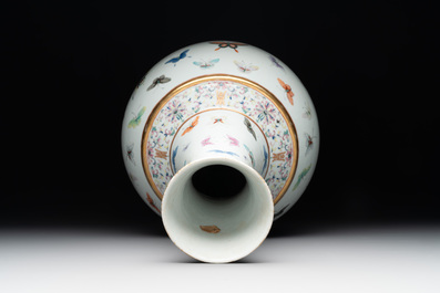 A Chinese famille rose 'butterfly' bottle vase, Guangxu mark and of the period