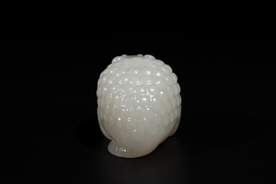 A Chinese white jade water pot in the shape of a three-legged toad, Qing