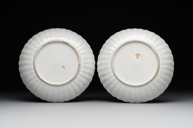 A pair of Chinese verte-Imari 'qilin' plates, Kangxi