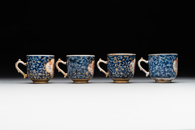 A Chinese Canton famille rose 18-piece 'mandarin subject' tea service, Qianlong