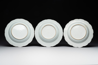 Eleven Chinese famille rose plates and dishes with fine floral design, Qianlong