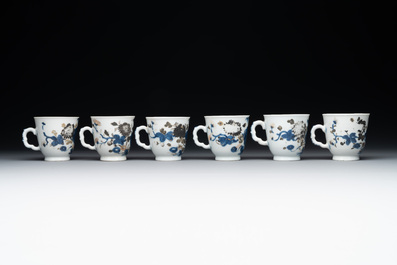 A set of six Chinese Imari-style cups and saucers from the Nanking cargo, Qianlong