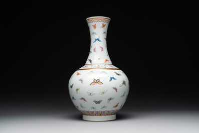 A Chinese famille rose 'butterfly' bottle vase, Guangxu mark and of the period