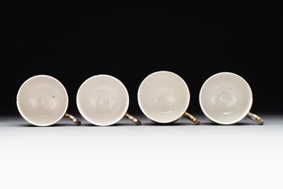 A Chinese Canton famille rose 18-piece 'mandarin subject' tea service, Qianlong